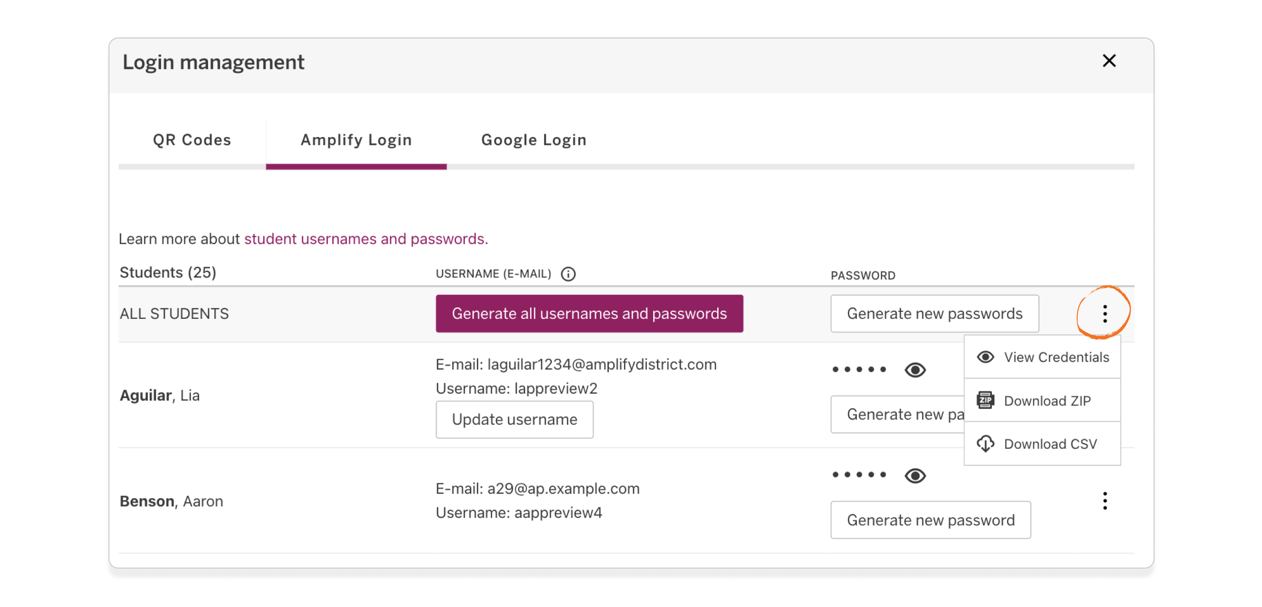 Generate student usernames and passwords