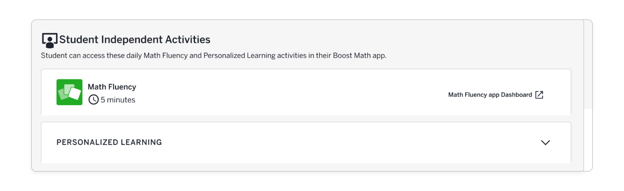 Boost Math: Student Independent Activities and Additional Activities