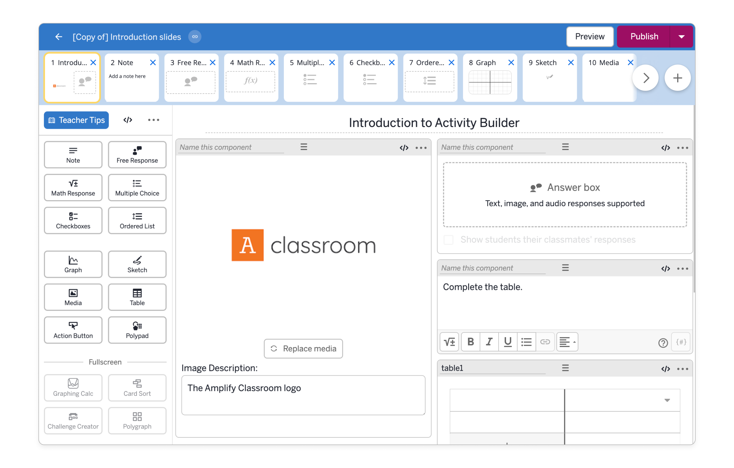 Activity Builder: Customizing lessons