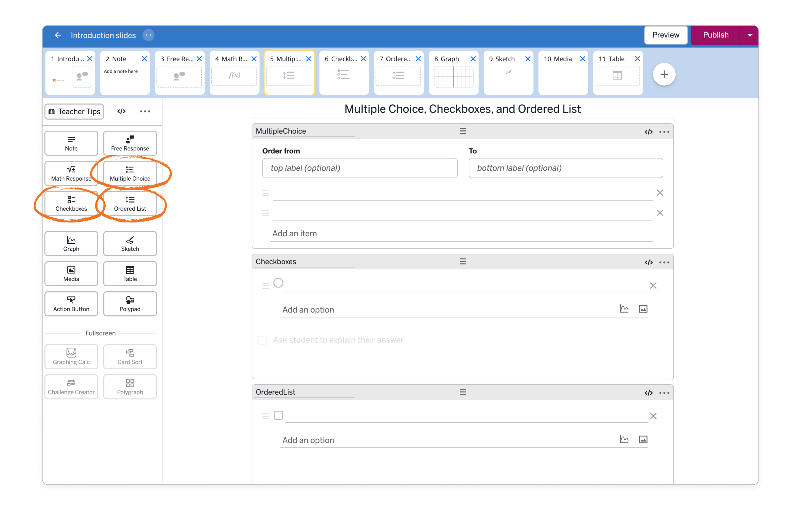 Multiple Choice Checkboxes Activity Builder: Customizing lessons