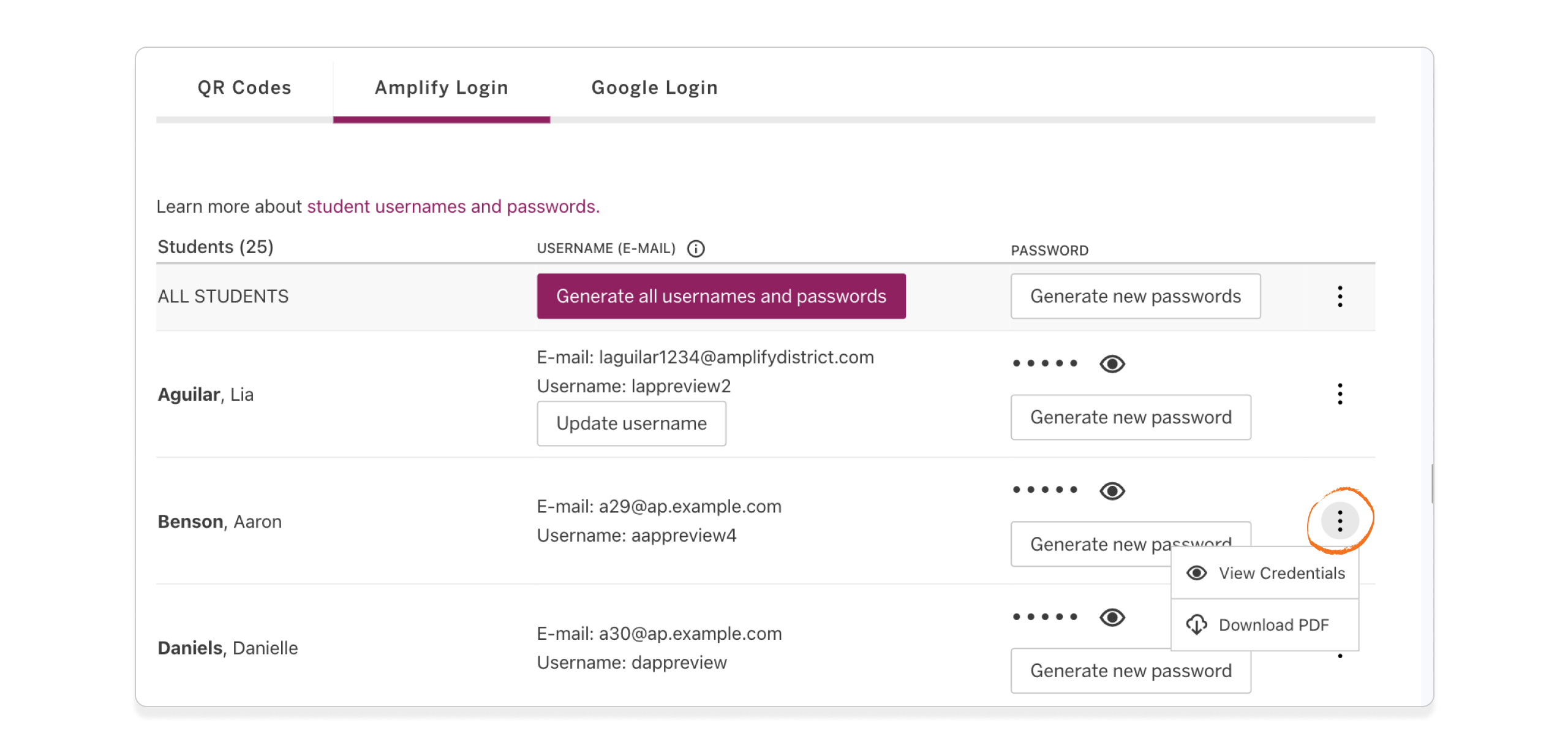 Generate student usernames and passwords