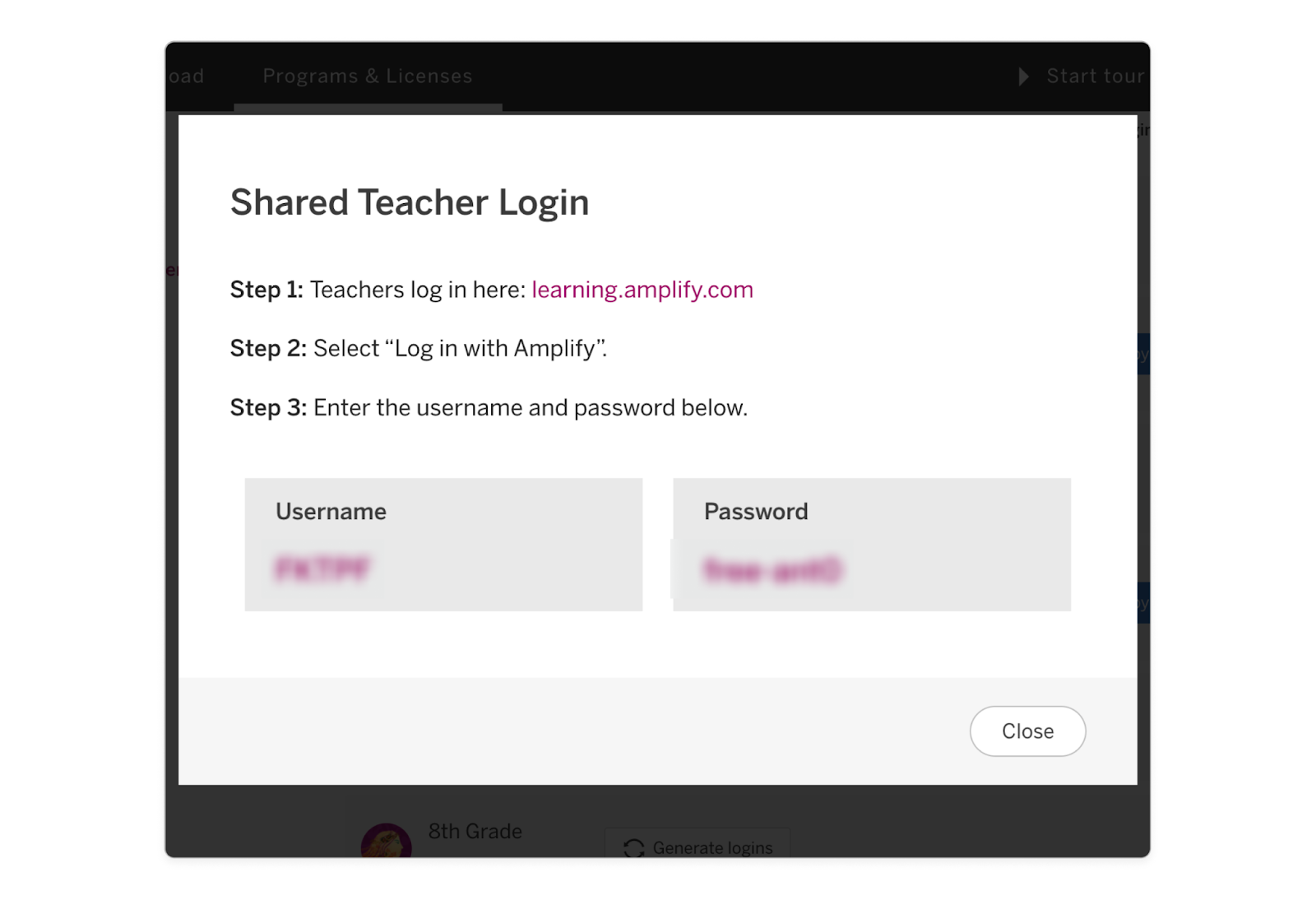 Shared teacher login