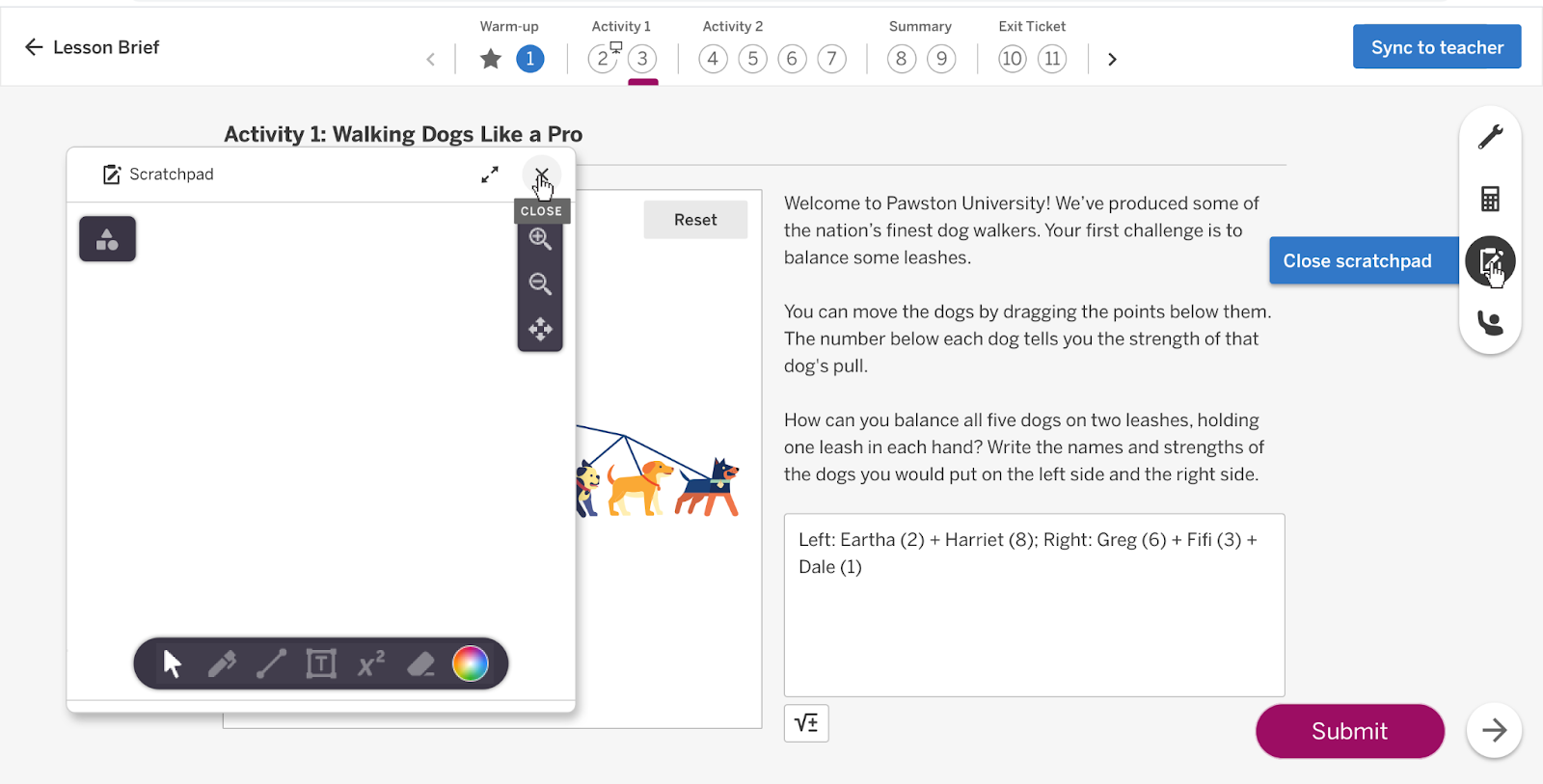 using the scratch pad to avoid repetitive typing -... Amplify Math: Digital supports