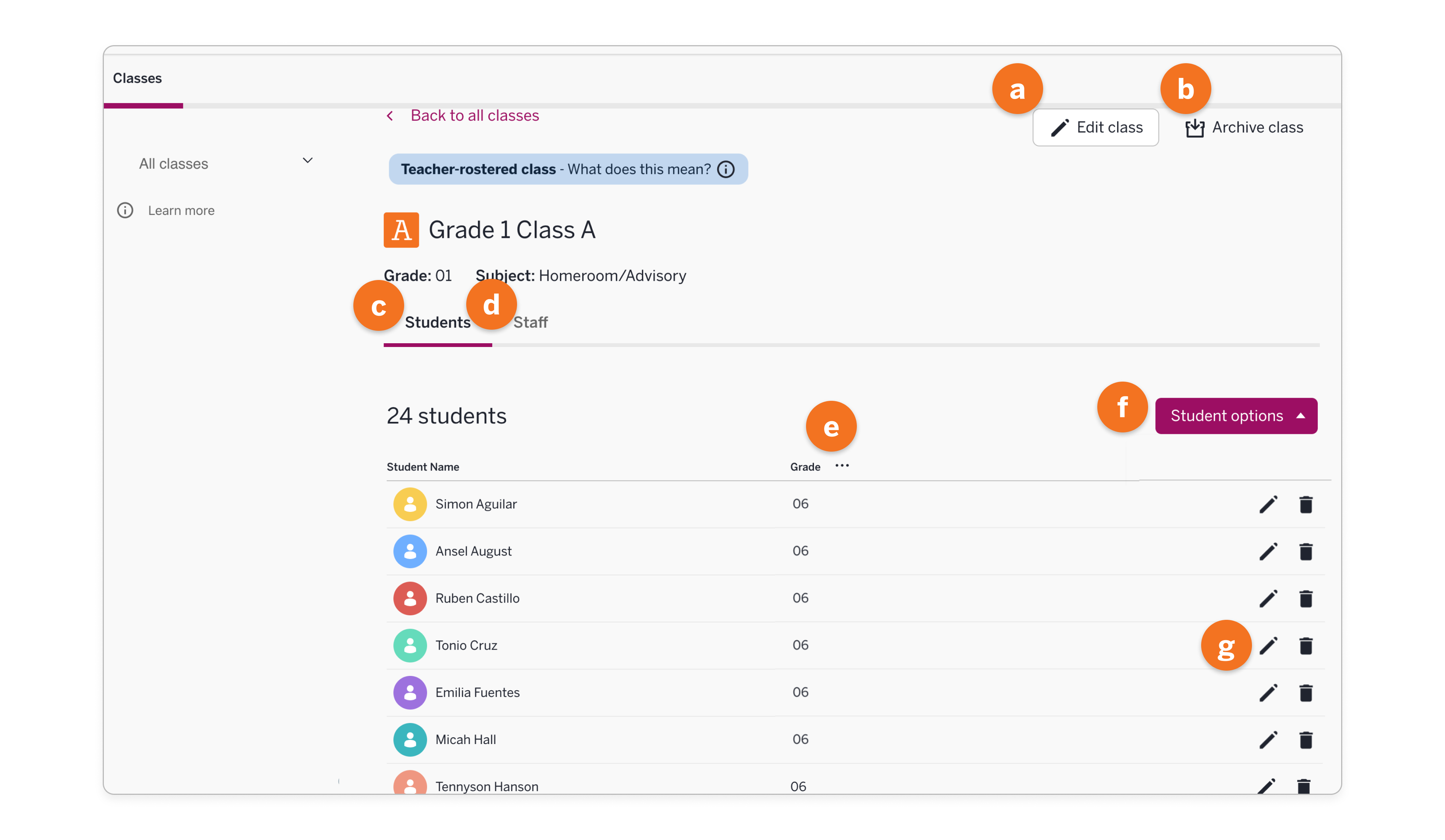 Manage Classes: Teacher-rostered Amplify classes