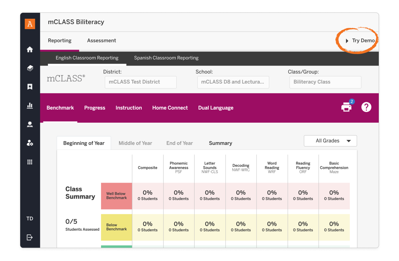 mCLASS Literacy Demo Mode