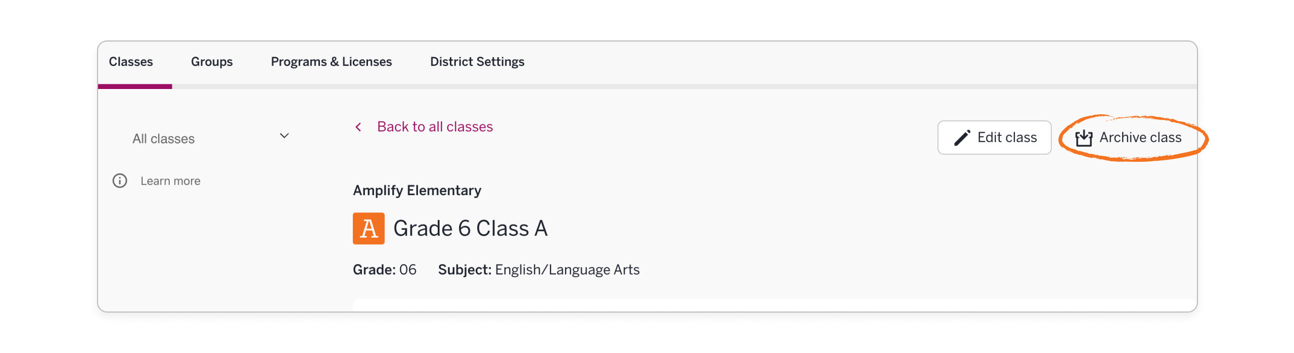 Manage Classes: Amplify classes