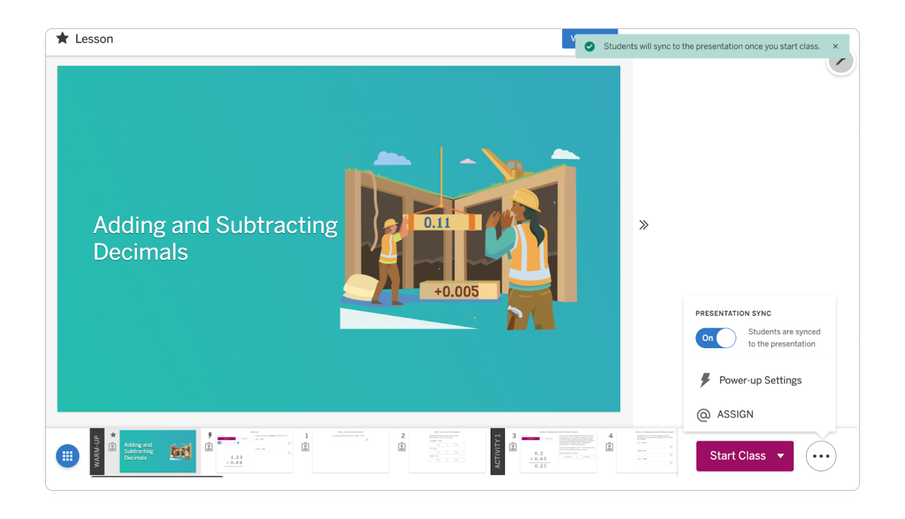 Amplify Math: Presentation sync & pause