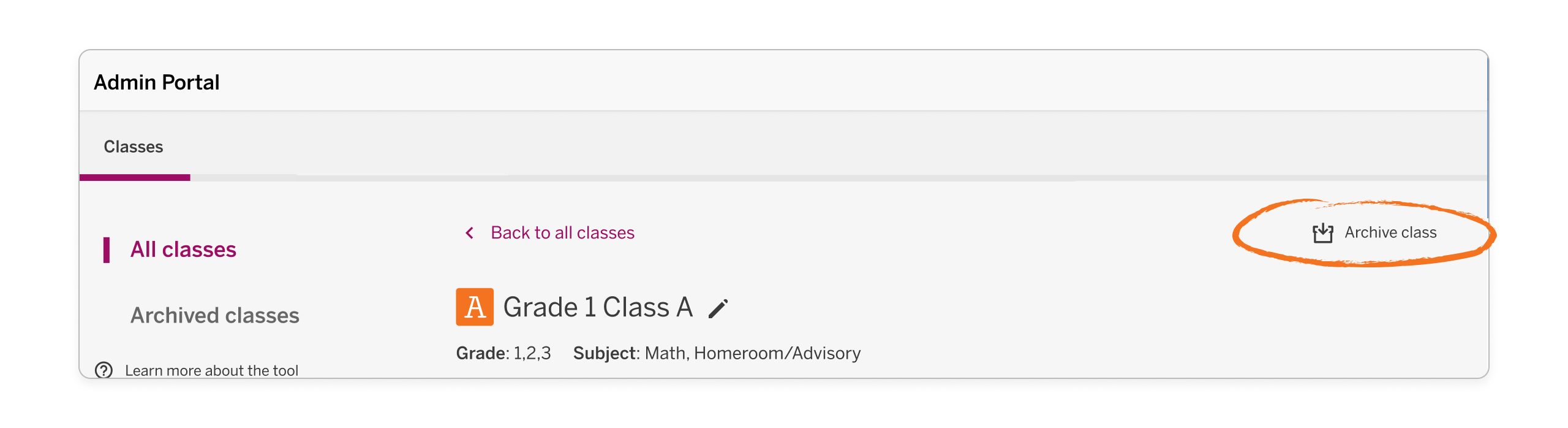 Archive Classification Code Archiving a Class