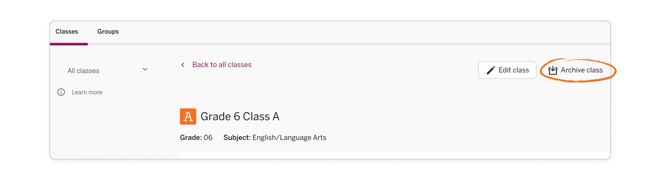 Manage Classes: Teacher-rostered Amplify classes