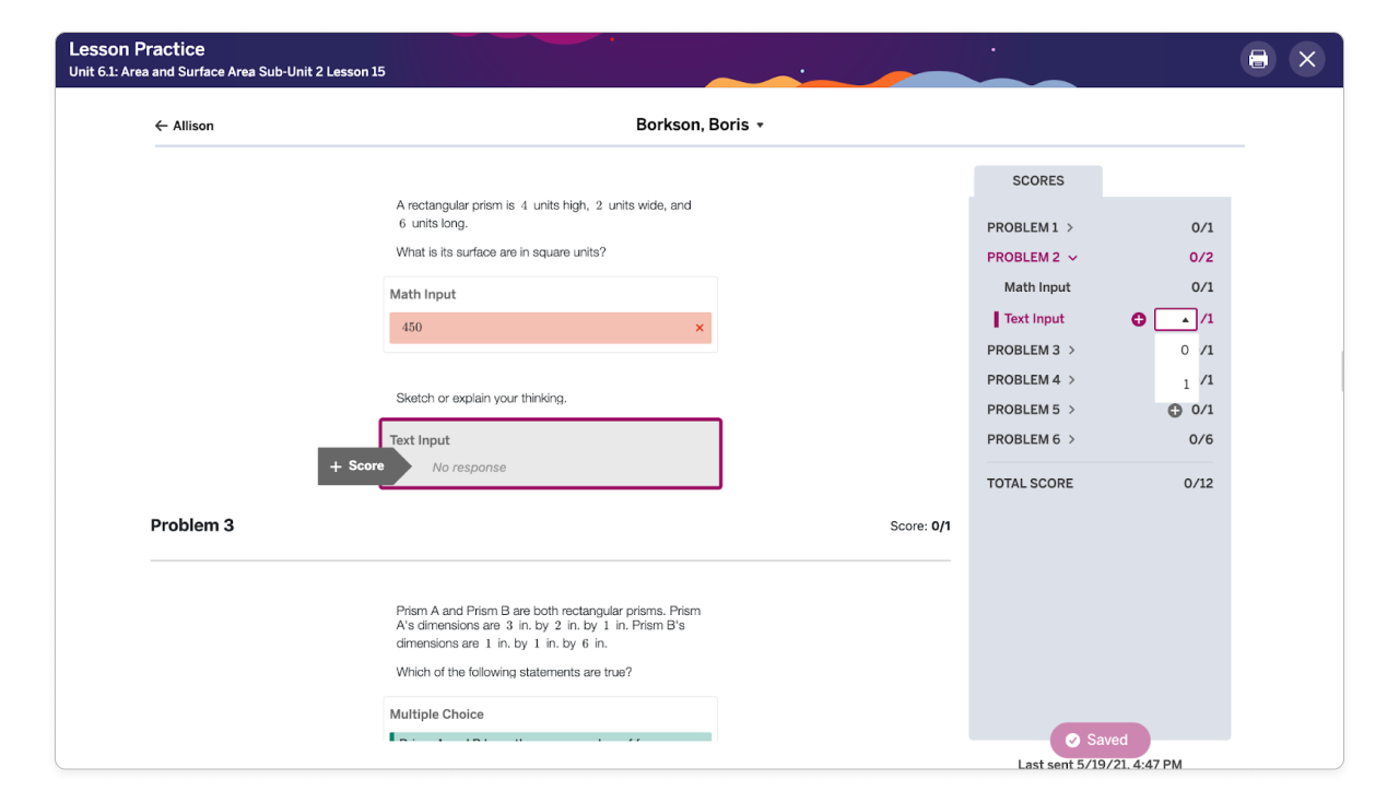Amplify Math: Classwork: How to easily access and review student work