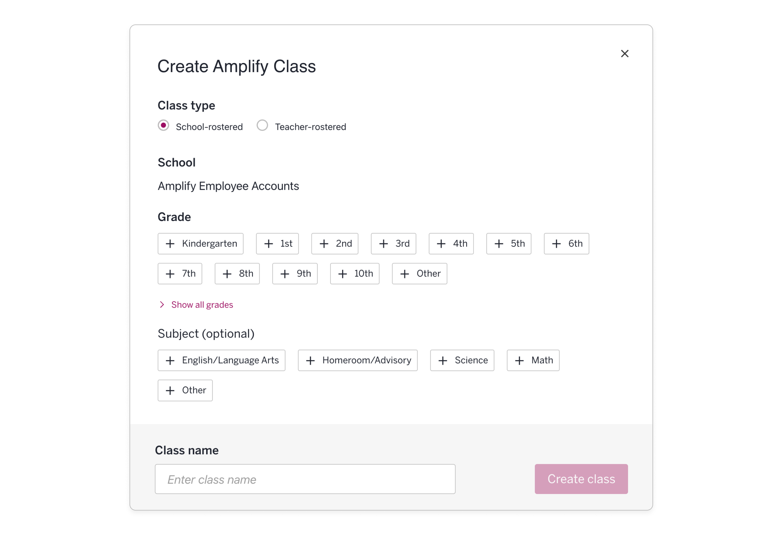 Manage Classes: Amplify classes