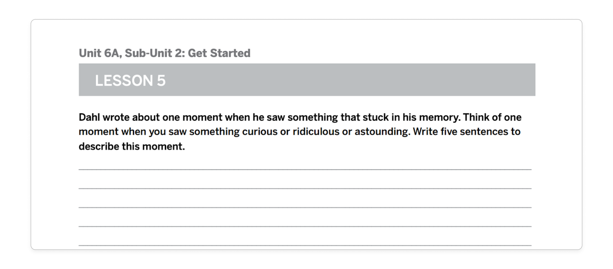 Solo Section Example Amplify ELA: Solo Overviews