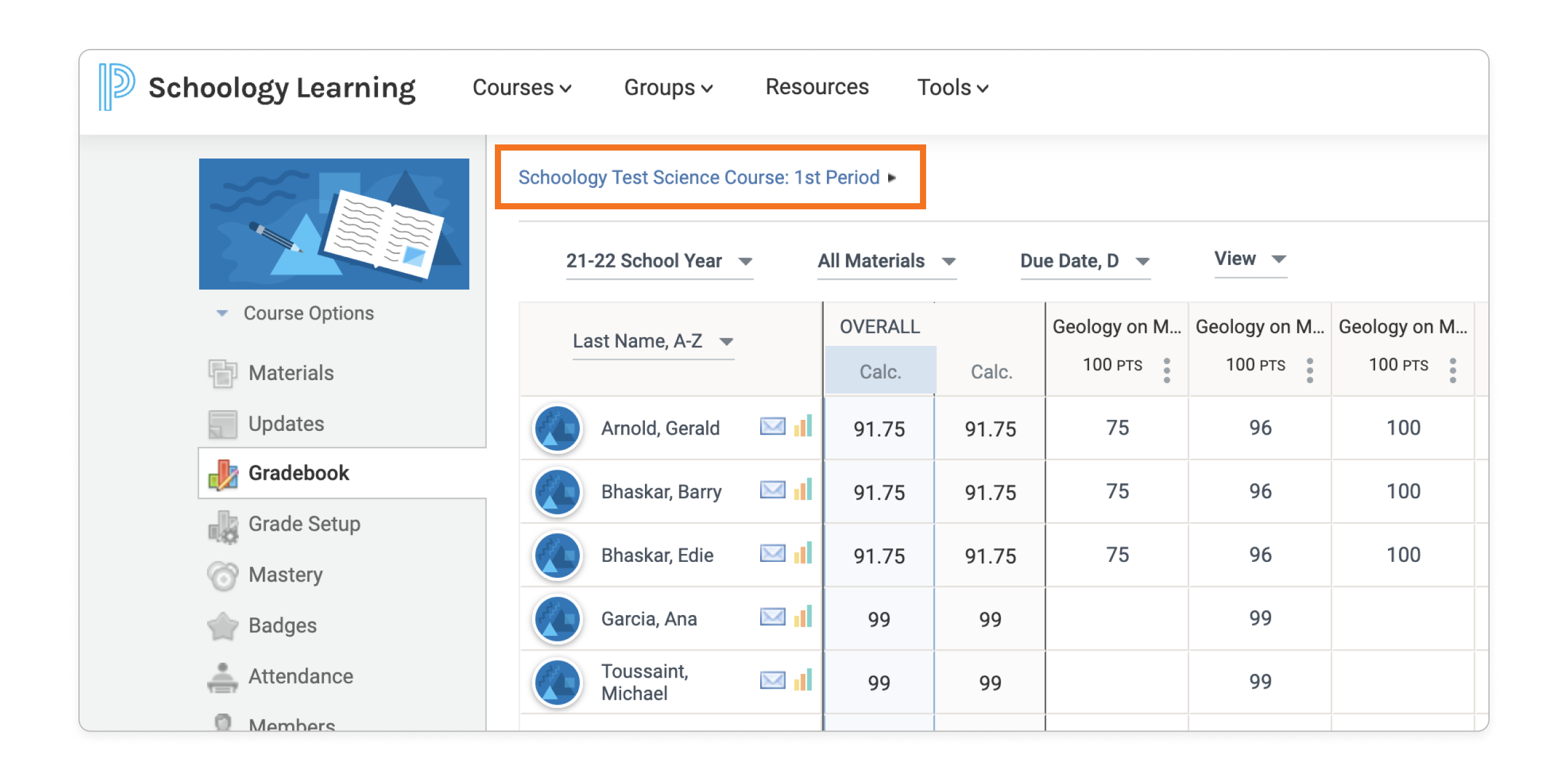 Schoology Syncing grades from Amplify