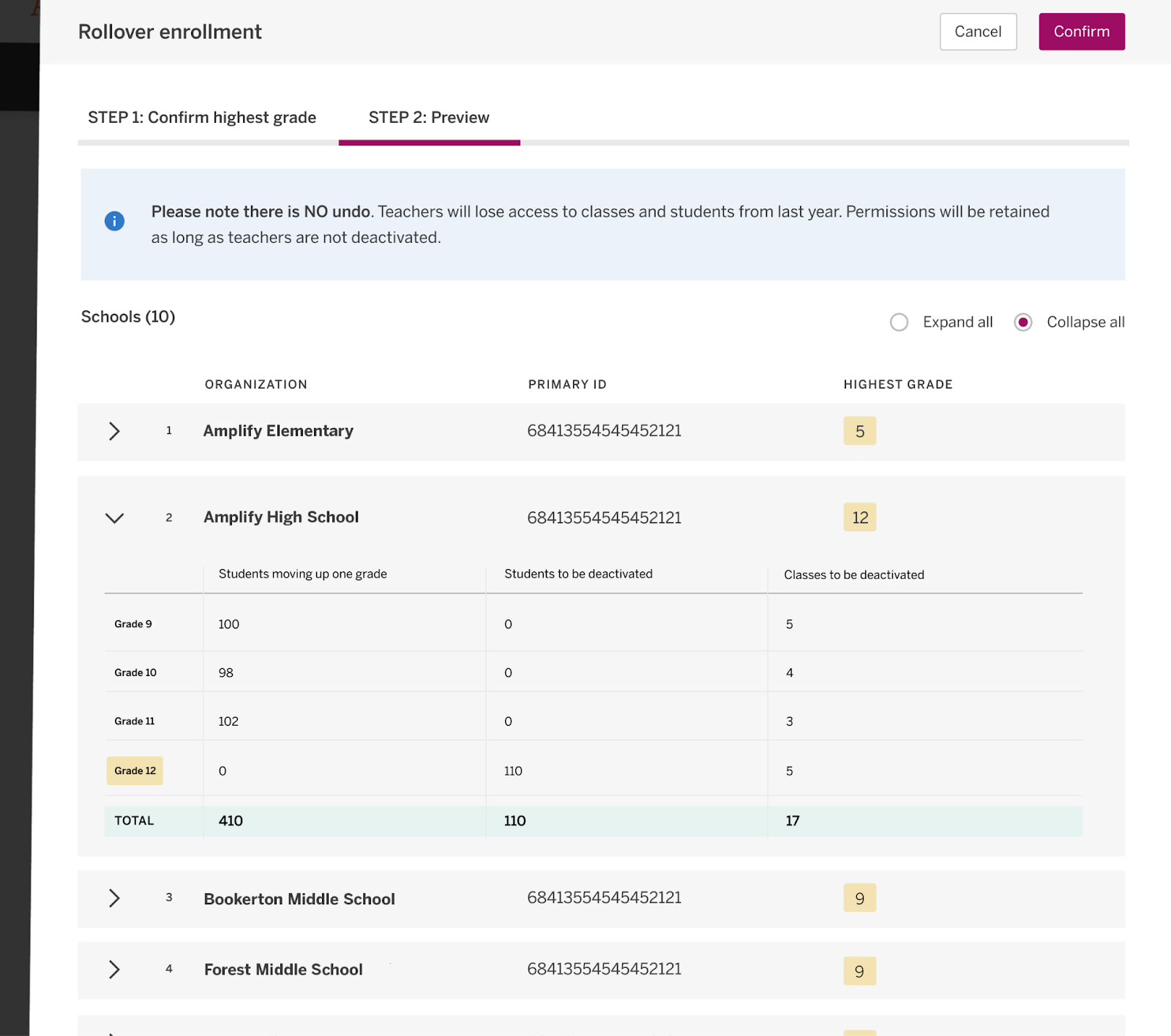 Admin Portal: Next steps to complete Rollover